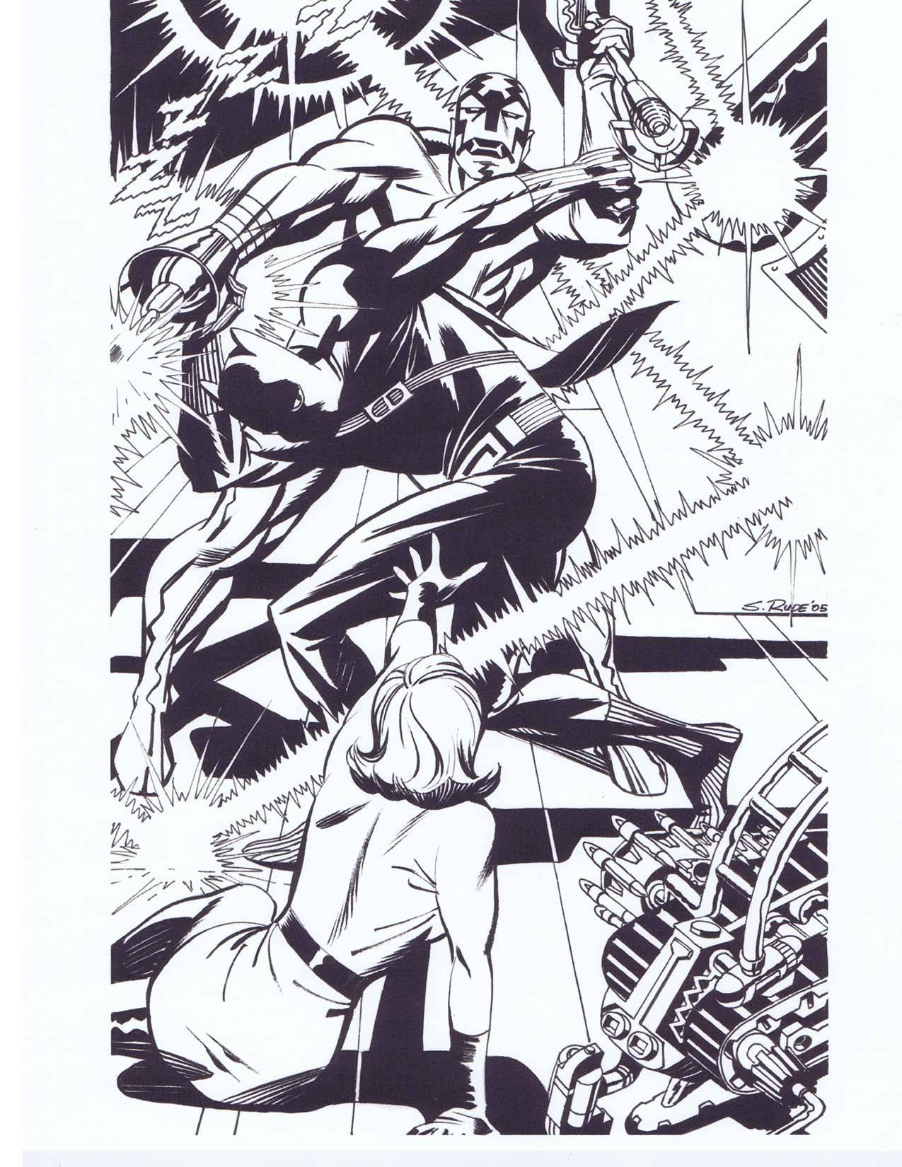 Black Panther Vs The Claw B&W Print | Steve Rude Art