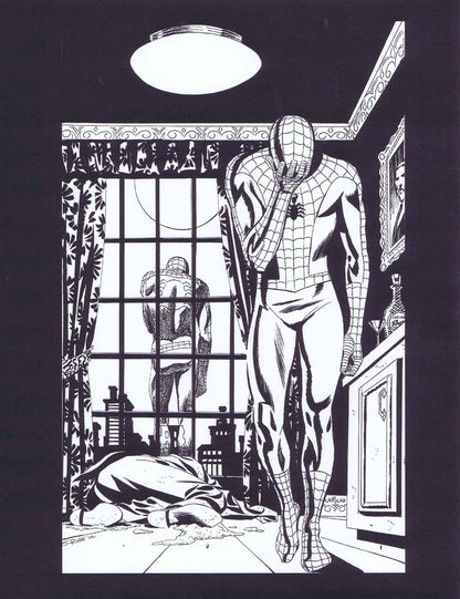 Spider-Man Death without Warning Cover Reproduction B&W Print - Steve Rude Art