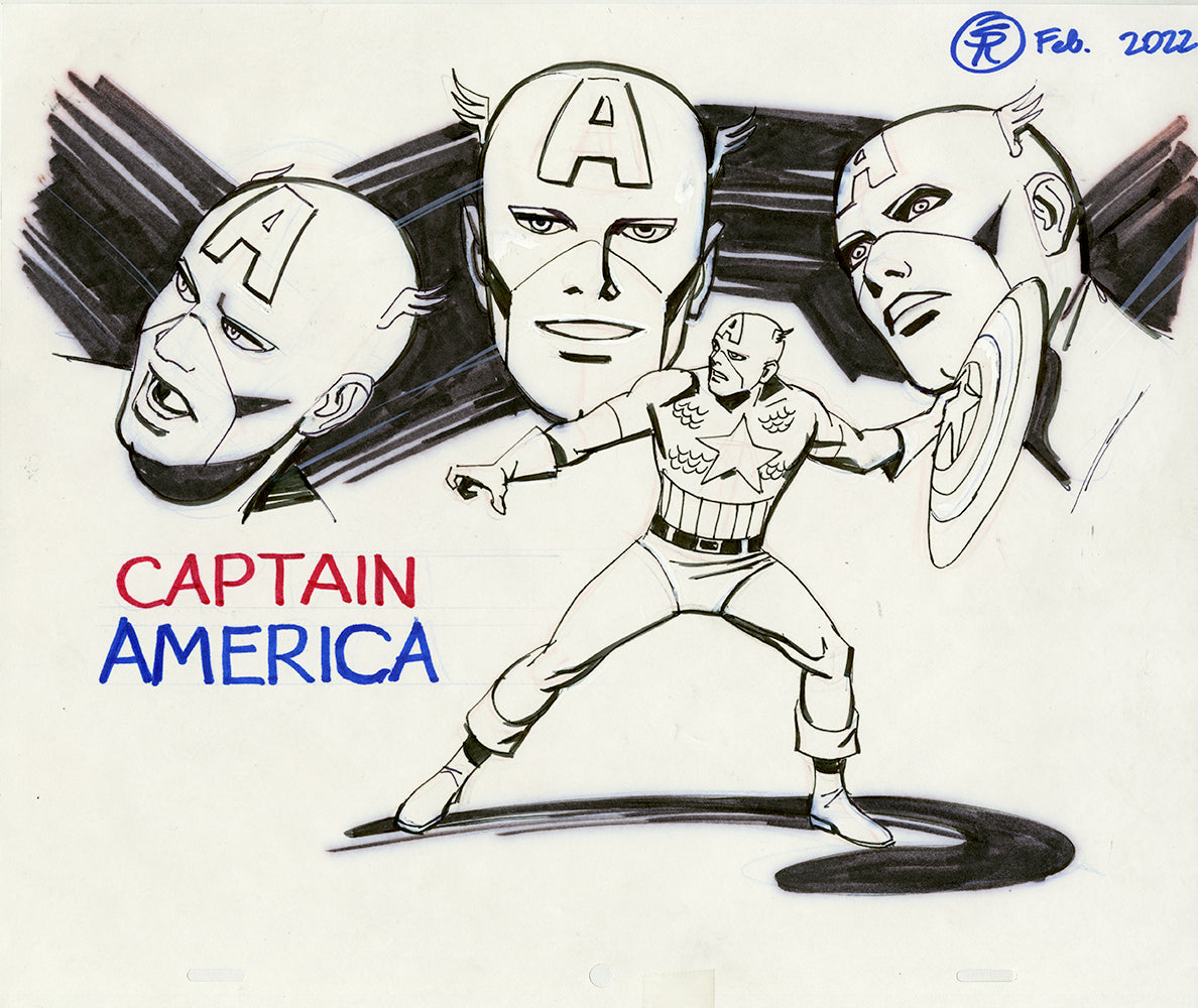 Set of 2- Captain America and Red Skull on Animation Paper