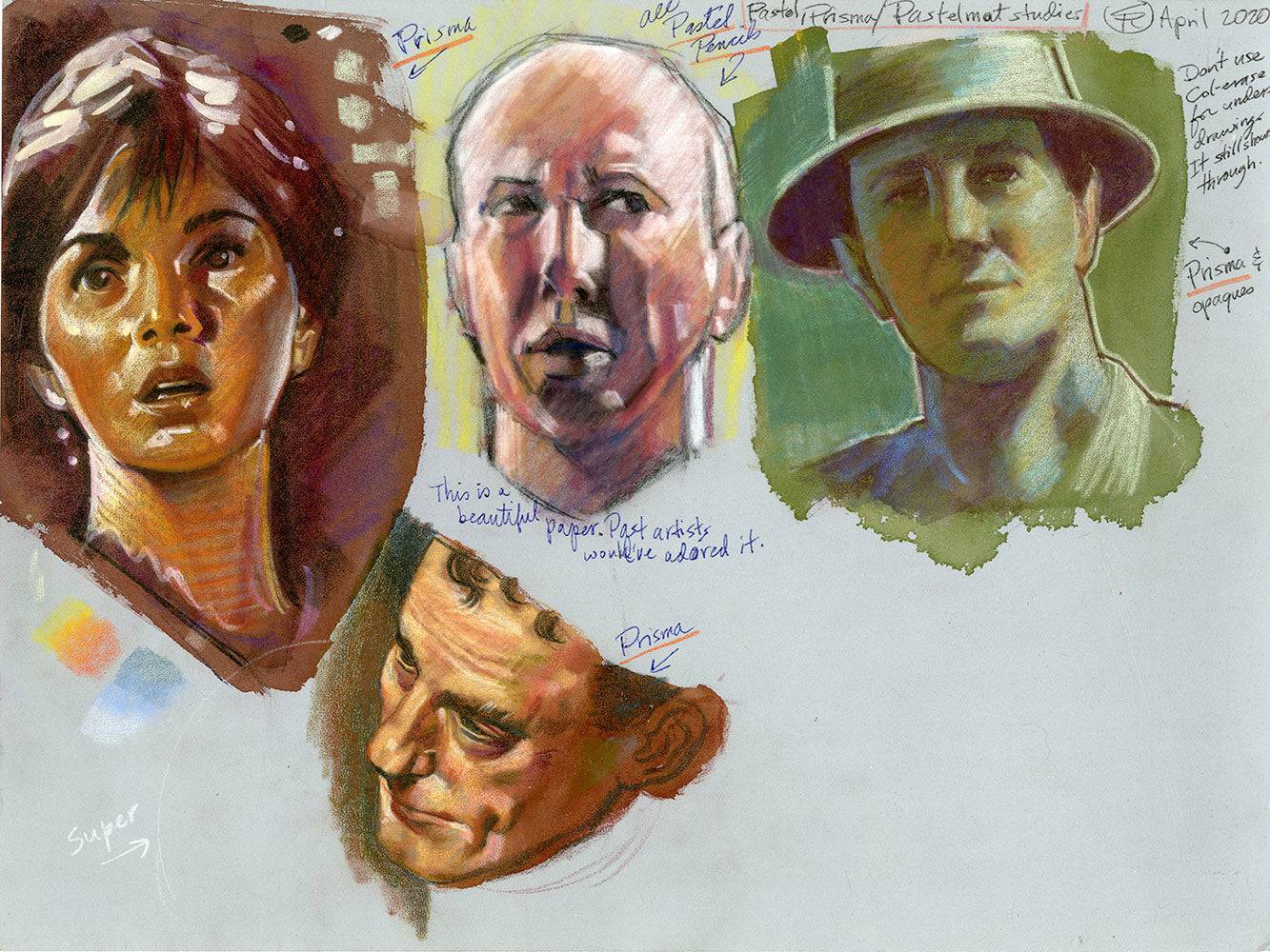 One Woman and Three Men Faces Study - Steve Rude Art