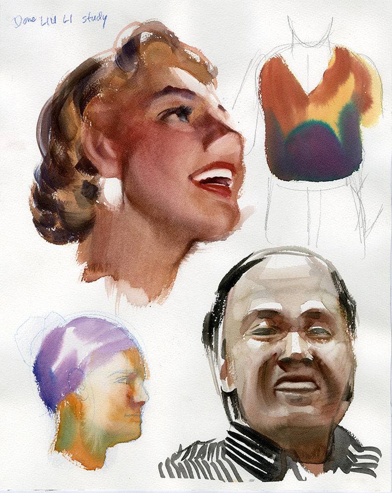 Liu Li Faces Double-sided Study - Steve Rude Art