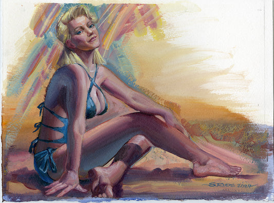 Sundra in String Bikini Watercolor