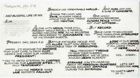 Nexus Battle for Thuneworld Hand Lettering Insert Pages 1-4