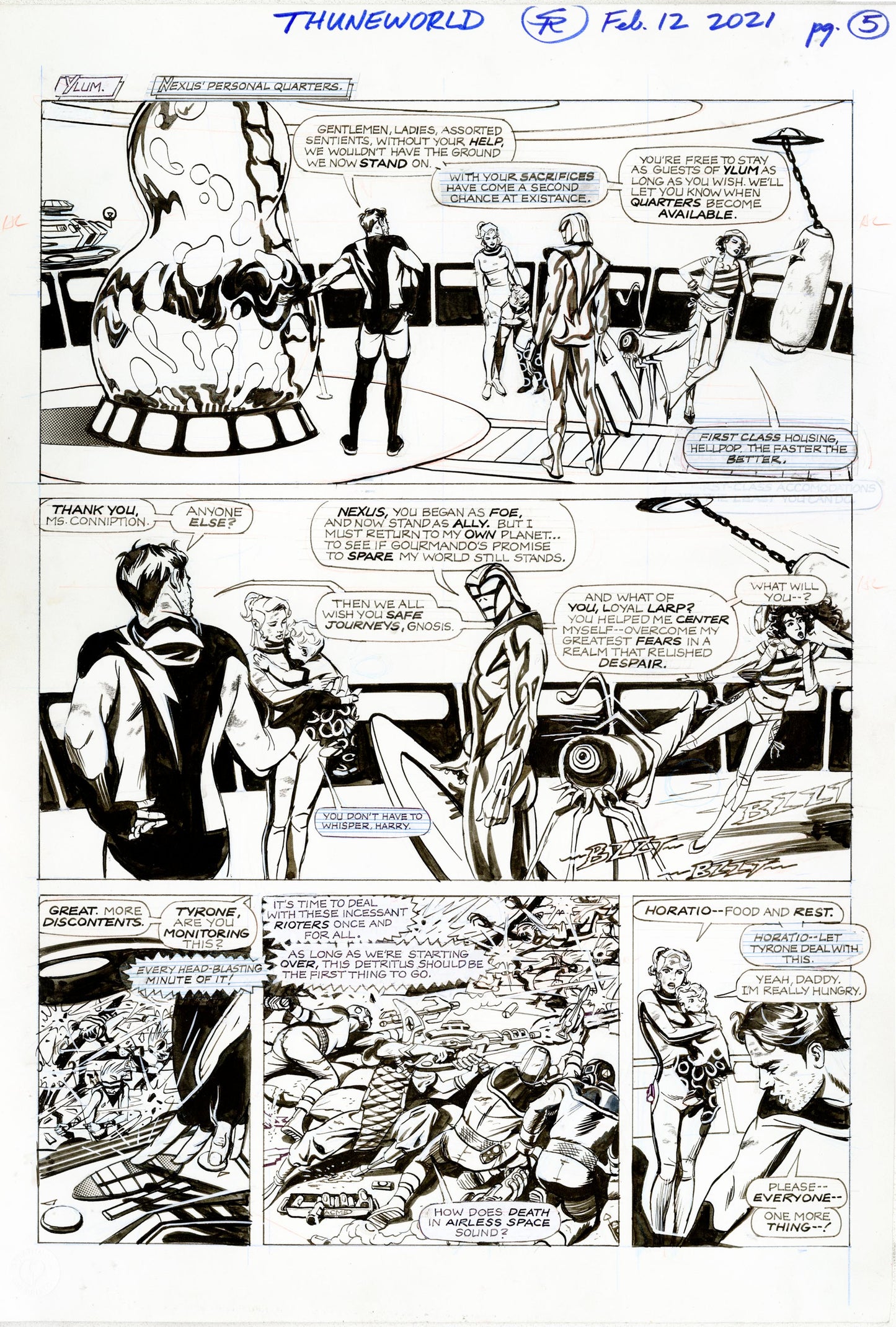 Nexus Battle for Thuneworld Original Art Newspaper Strip V2 Page #05