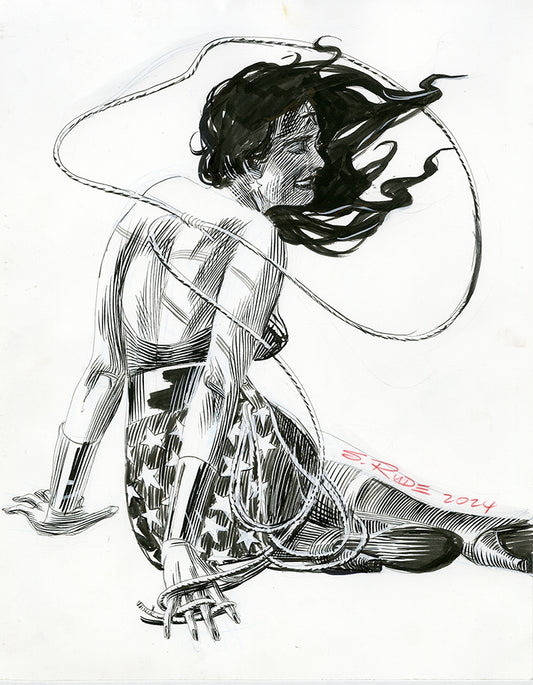 Wonder Woman In the Loop Pen and Ink