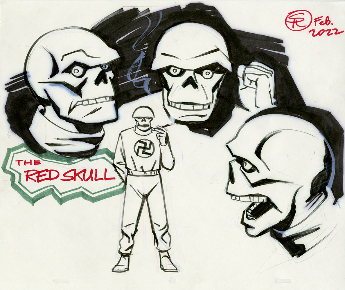 Set of 2- Captain America and Red Skull on Animation Paper