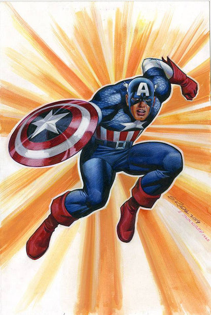 Captain America Watercolor/Prismacolor Original Painting - Steve Rude Art