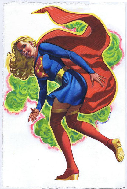 Supergirl DC Promo Watercolor Painting - Steve Rude Art