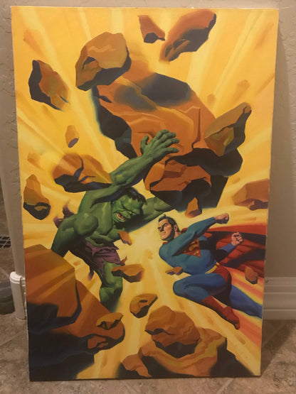 Hulk vs Superman Original Oil Painting - Steve Rude Art